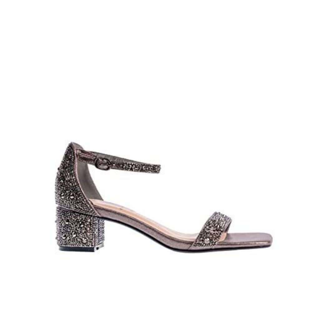 Ninety Union Lady Couture Dazzle 2 Inch Mid Rhinestone Sandal, Pewter, 11